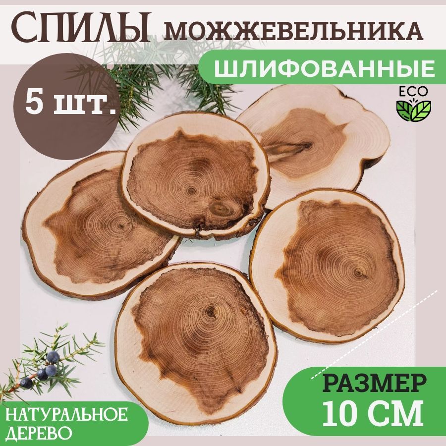 Спилы дерева можжевельника. 10 см. 5 шт. - купить с доставкой по выгодным  ценам в интернет-магазине OZON (242817449)