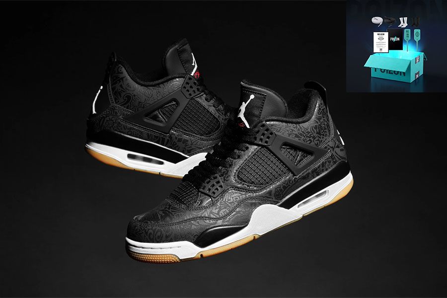 Jordan retro 4 laser black best sale