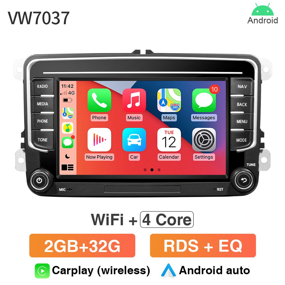 Автомагнитола 7 дюймов, VW7037 GRANDnavi, фольксваген шкода Volkswagen  SKODA SEAT Carplay Android Auto 2 DIN WiFi Bluetooth GPS навигатор Android  13 сенсорный экран2 DIN - купить в интернет-магазине OZON с доставкой по  России (865572728)