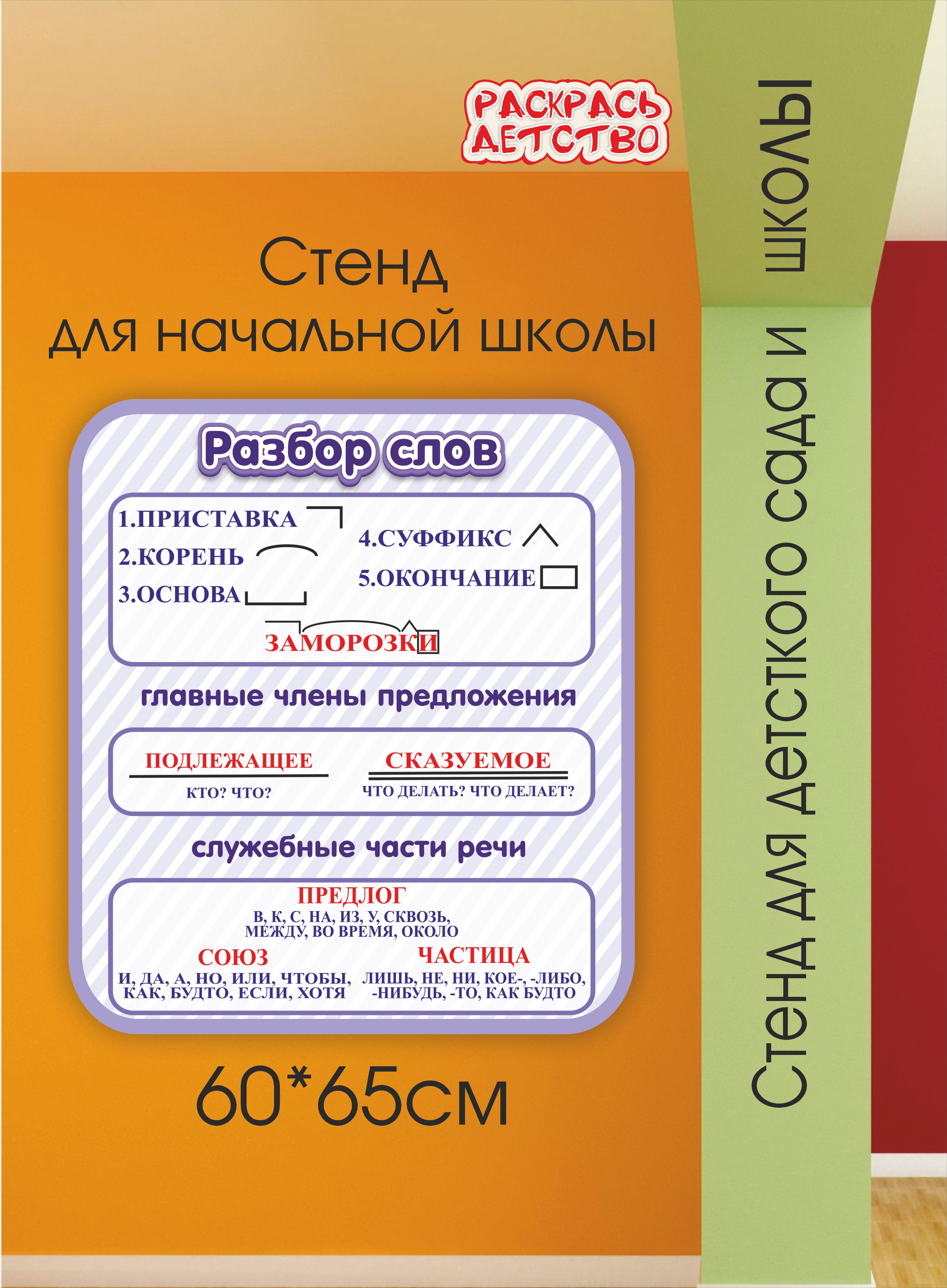 Стенд в кабинет начальной школы Разбор слов 60х65см пластик - купить с  доставкой по выгодным ценам в интернет-магазине OZON (654771870)