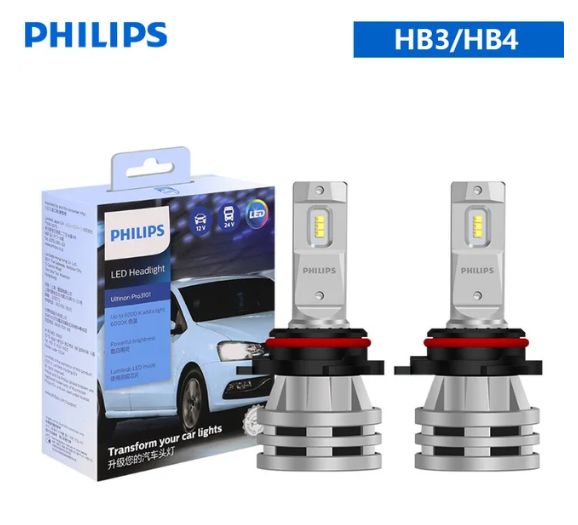 PhilipsЛампаавтомобильнаяHB3/HB4,арт.LEDH1H3H4H7H11HB3HB4HIR2UltinonPro310112В24В6000KЯрко-белыесветодиодныесветодиоды