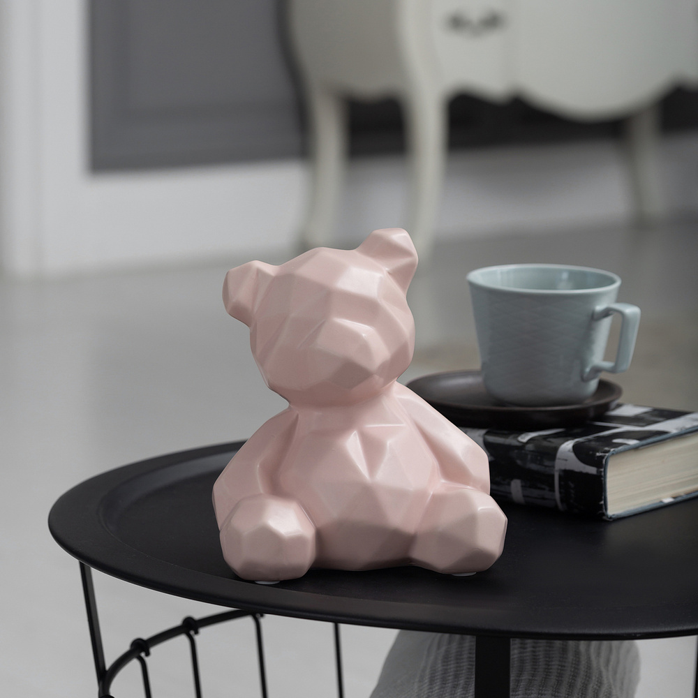 Декоративная керамическая статуэтка "Мишка" Матовый розовый  #1