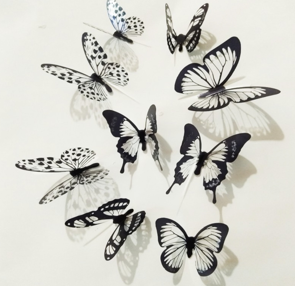 Бабочки для декора черно белые
