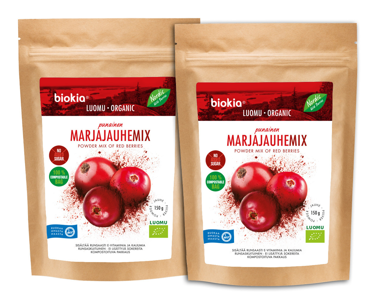 Высушенная, молотая органическая черника Biokia. 