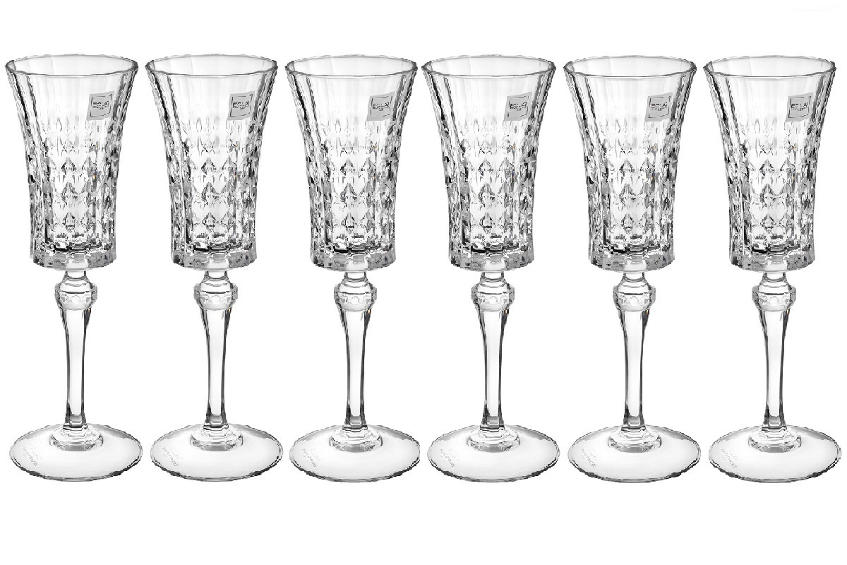 Набор бокалов Crystal Bohemia для мартини, для шампанского, 150 мл, 6 ...