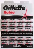 Gillette Rubie Лезвия двусторонние для Т-образного станка, карта 100 шт. Спонсорские товары
