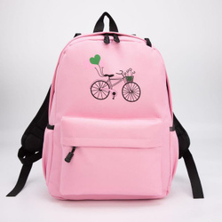 Рюкзак школьный, отдел на молнии, наружный карман, 2 боковых кармана, цвет розовый с черным рисунком. 🎒Рюкзаки школьные(ткань)