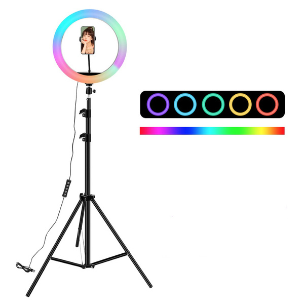 Кольцевая светодиодная лампа цветная (мультиколор) RGB MJ33 33 см с ...