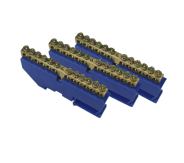 Шина нулевая/заземления 6х9, 12 контактов, высокий изолятор на дин ...