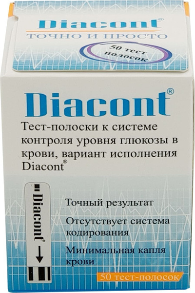 Тест-полоски "Диаконт" (Diacont) №50 к глюкометрам "Diacont", "Diacont ...