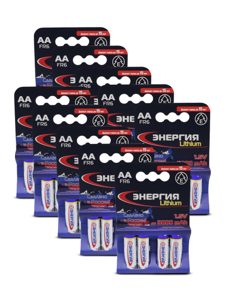 Батарейка литиевая Энергия 1,5В, тип FR6 AA FR14G505, 40 батареек ...