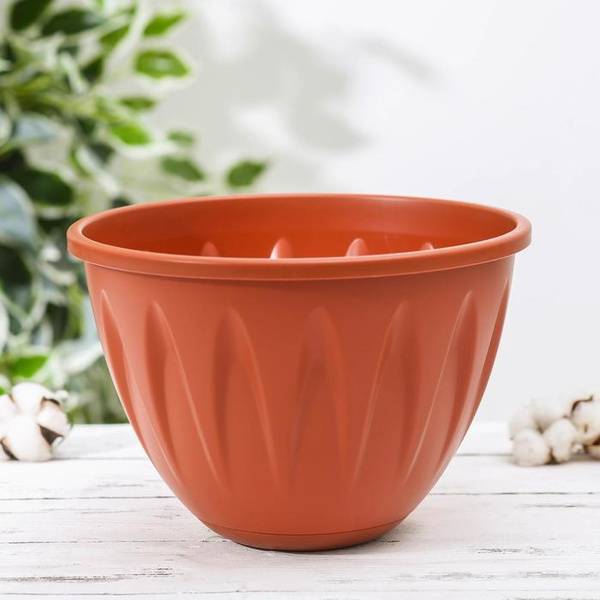 Кашпо с поддоном "Алиция", 4,3 л, d-25 см, цвет терракотовый, ПОДВЕС В ...