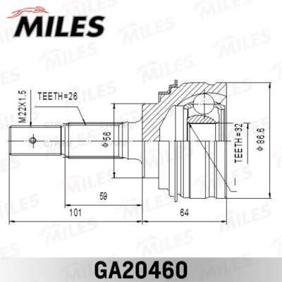 Miles шрус TOYOTA CAMRY 2.2 91-96 нар.