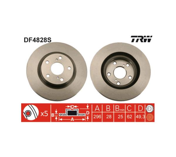 Диск тормозной DF4828S TRW цена за 1 шт. Заказ от 2-х шт. - купить по ...