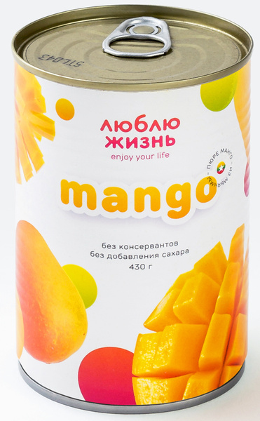 Пюре Люблю жизнь Манго из Мьянмы, банка 430 г - купить с доставкой по ...