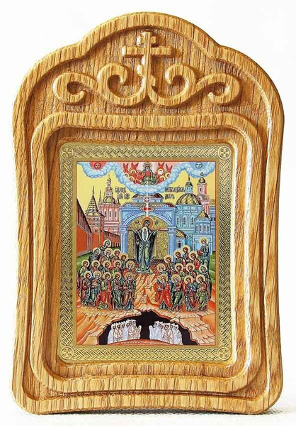 Икона Божией Матери "Непроходимая Дверь", резная деревянная рамка ...
