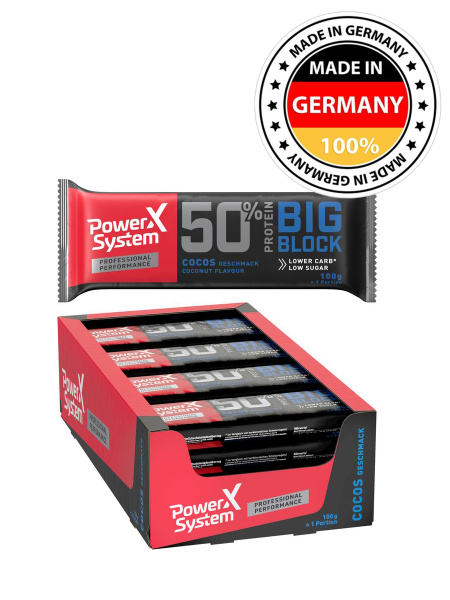 Протеиновый батончик с 50г белка / Power System Big Block Protein Bar ...