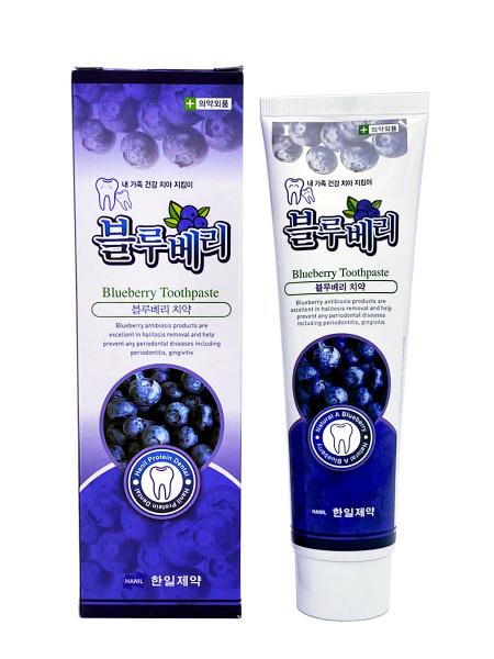 Hanil Зубная паста с экстрактом черники, Корея, Blueberry, 180 г ...