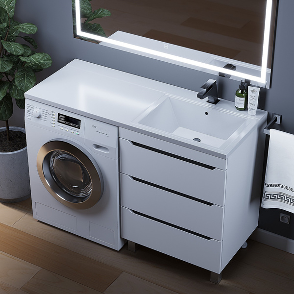 Раковина над стиральной машиной Uperwood Cosmos 120х48х15 см, правая ...