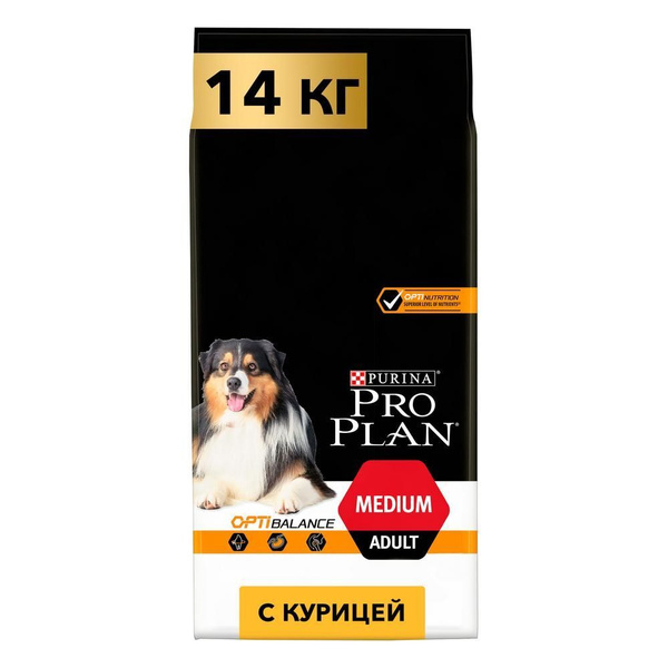 Корм для собак PRO PLAN Opti balance для средних пород, с курицей сух ...
