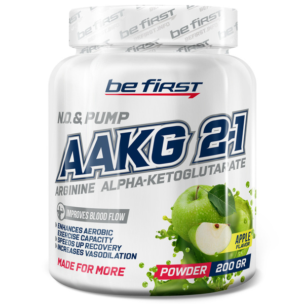 Аргинин альфа-кетоглутарат Be First AAKG Powder - 200 грамм, яблоко ...