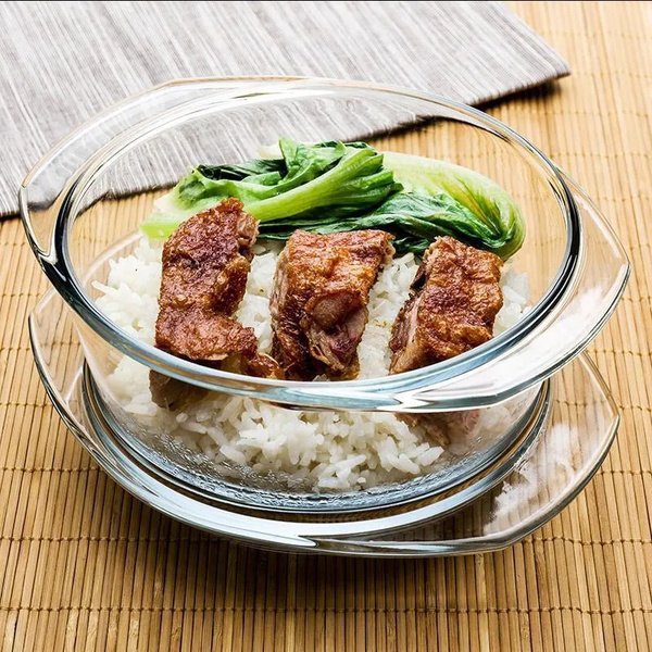 Стеклянная кастрюля с крышкой для духовки, чашка с крышкой, форма для ...