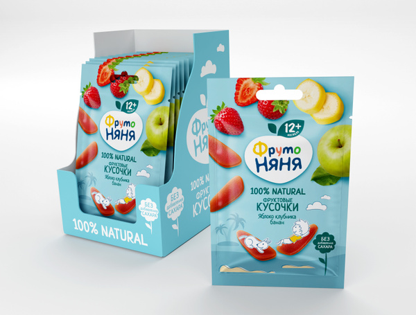 Пастила ФрутоНяня Фруктовые кусочки с 1 года, из яблок, клубники и ...