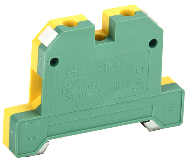 Клемма IEK на DIN рейку ЗНИ 16мм2 земля (комплект 4шт) - купить с ...