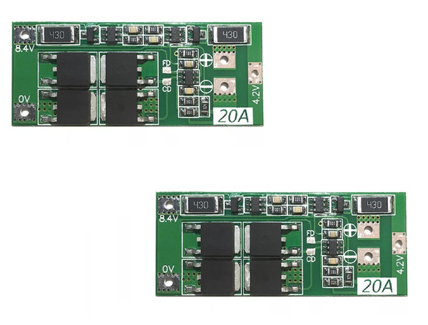 Плата заряда и защиты Li-ion BMS 2S 7.4V-8.4V 20A с балансировкой 2шт ...