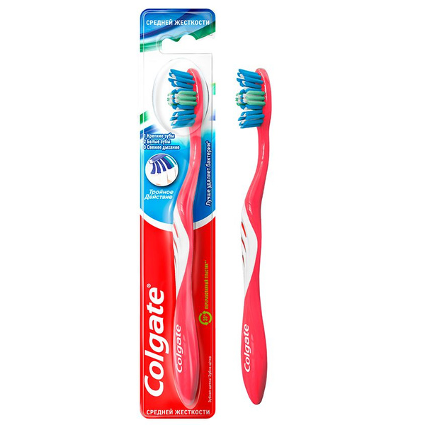 Щетка зубная COLGATE ТРОЙНОЕ ДЕЙСТВИЕ средней жесткости - купить с ...