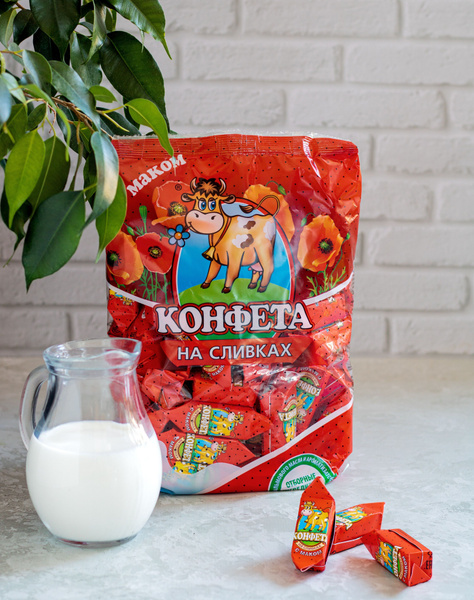 Конфеты коровка на сливках с маком Crame Fudge 1кг купить на OZON по ...