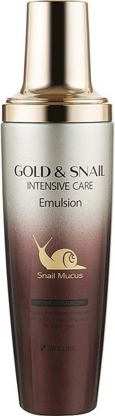 3W Clinic Эмульсия для лица с золотом и муцином улитки Gold & Snail ...