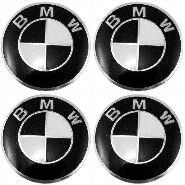 Наклейки на диски BMW 56 мм - 4шт мерные с белым/ Наклейки на колпачки ...