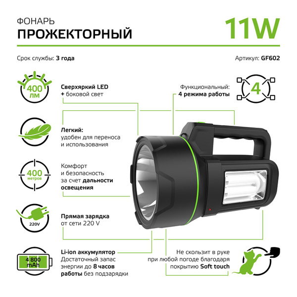 Gauss Ручной фонарь - купить с доставкой по выгодным ценам в интернет ...
