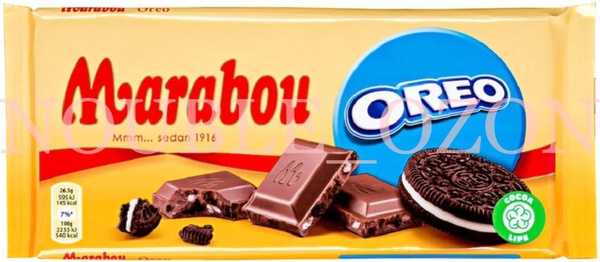 Плиточный шоколад с кусочками орео Marabou (Марабу), 200г, подарок на ...
