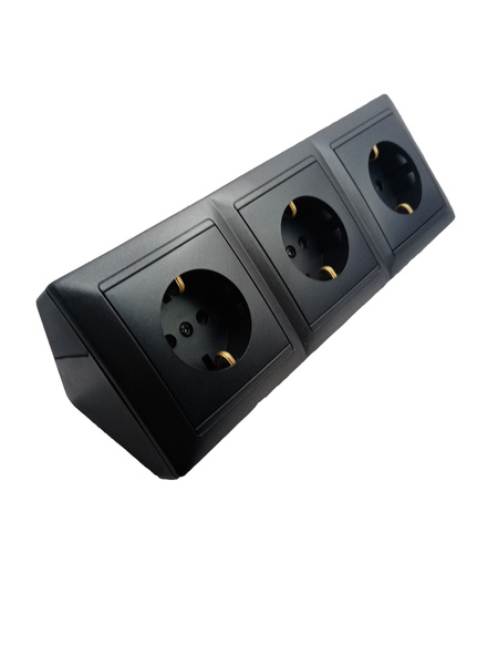 Розетка 3-местная угловая накладная с заземлением "СТИЛЬ", графит ...