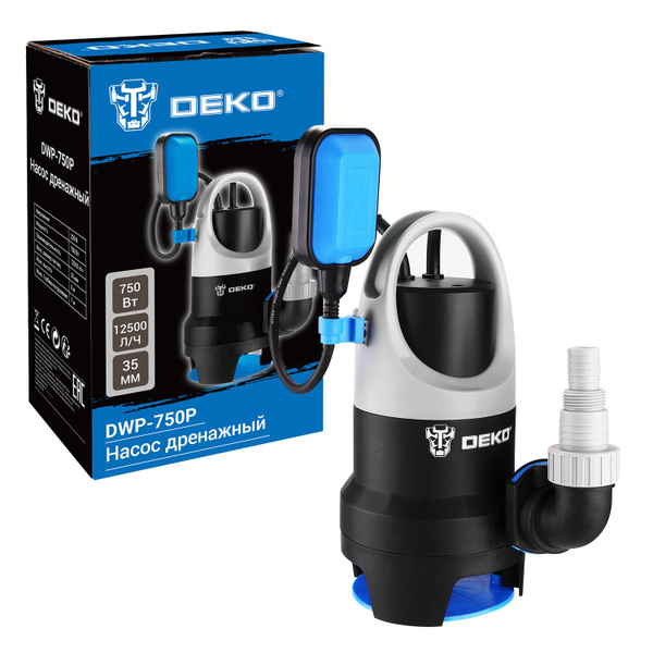 Насос дренажный DEKO DWP-600P (грязевая, поплавок, 220В, 600Вт, пластик ...