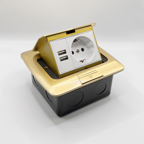 Розетка встраиваемая выдвижная в столешницу в пол на 1 розетка, 2 USB ...
