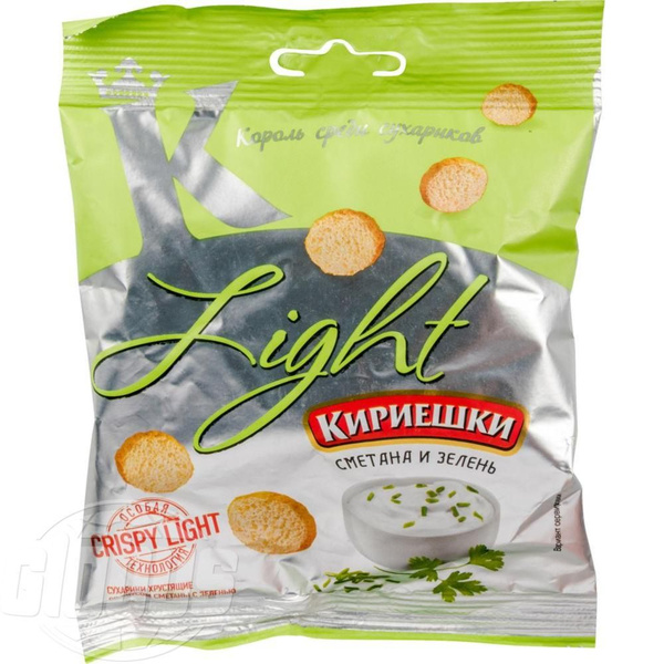 Сухарики пшеничные Кириешки Light Сметана и зелень, 33 - купить с ...