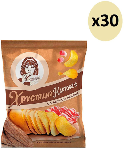 Хрустящий картофель, чипсы со вкусом бекона, произведены из свежего ...