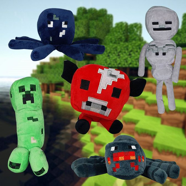 Набор мягких игрушек майнкрафт из 5 героев: скелет, осьминог, крипер ...