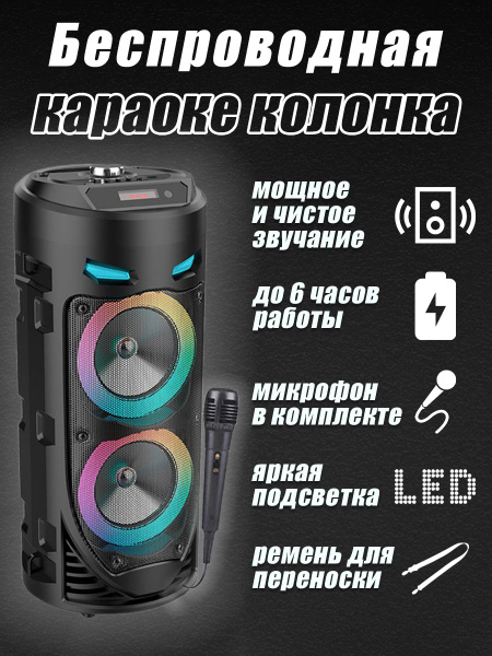 Портативная беспроводная колонка - караоке система с микрофоном ...