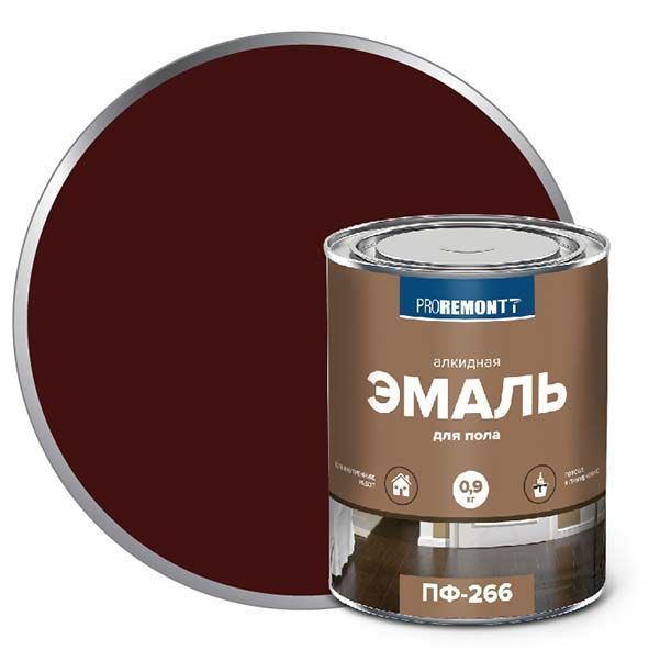 Эмаль ПФ-266 для пола красно-коричневая "Лакра" 1кг купить в Ярцево