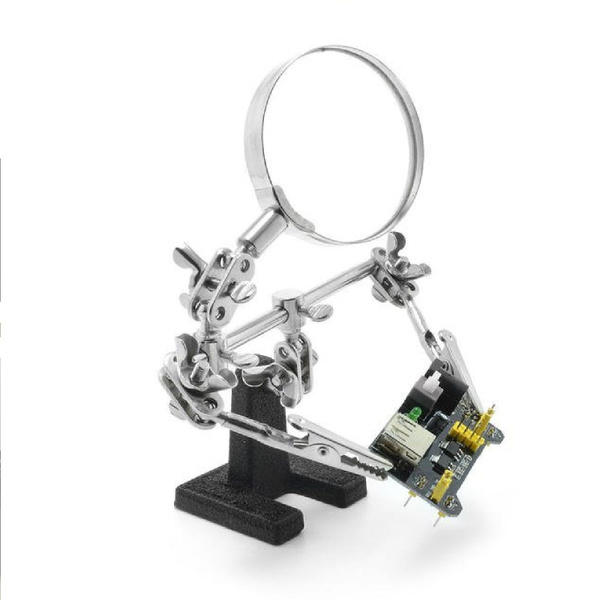 Держатель "Третья рука" с лупой (увеличение x3) + чугунная подставка и ...