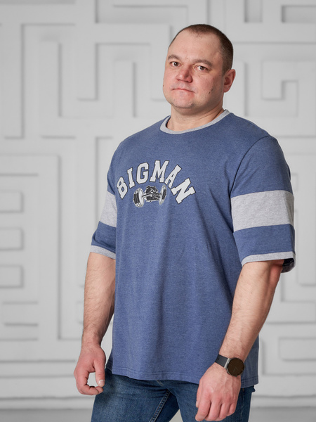 Футболка MR. BIGMAN, размер 58, цвет синий, темно-синий, 90% хлопок, 10 ...