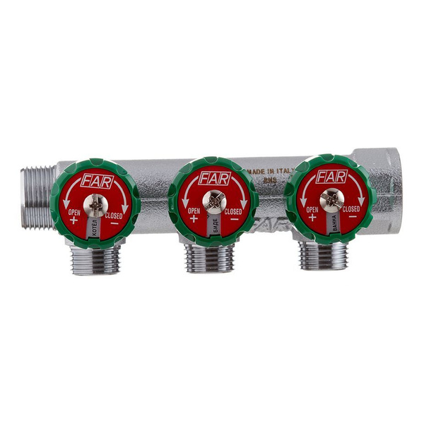 FAR коллектор для водоснабжения 3/4"х1/2" 3 выхода (плоский) - купить в ...