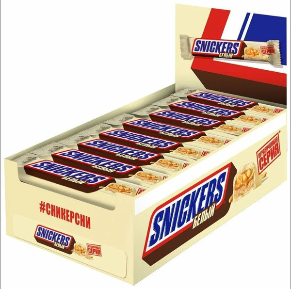Батончик шоколадный SNICKERS White. 32 штуки по 81 гр. ( КОРОБКА ...