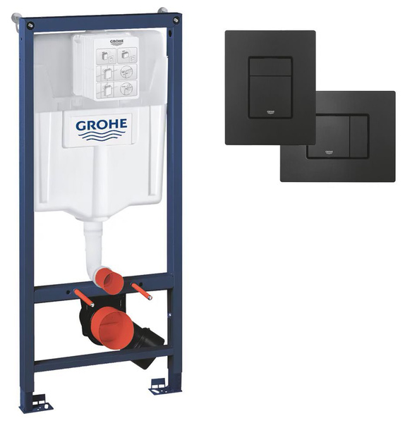Инсталляция с черной матовой кнопкой Grohe Skate Cosmopolitan Black Mat ...