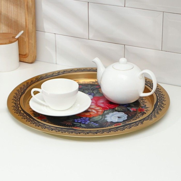 Рязанская фабрика жестяной упаковки, Поднос "Микс", d-38 см, цвет и ...