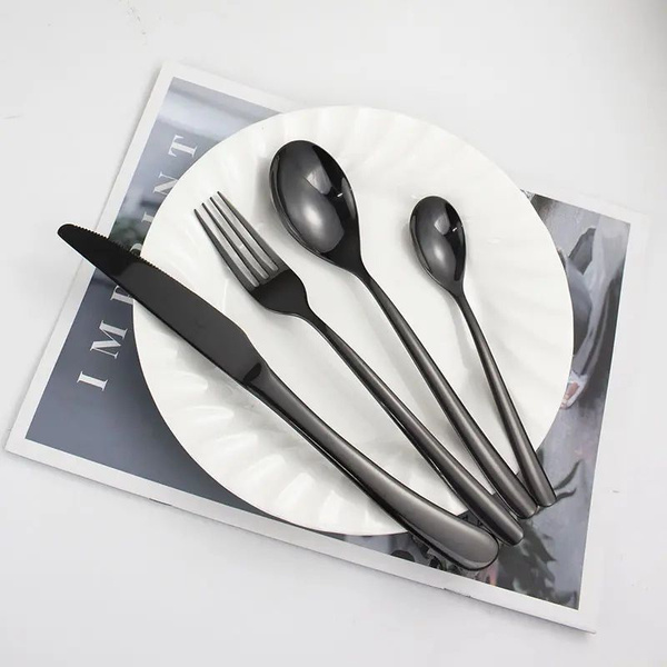 Набор черных столовых приборов Classic-6 Black (4 предмета на 1 персону ...